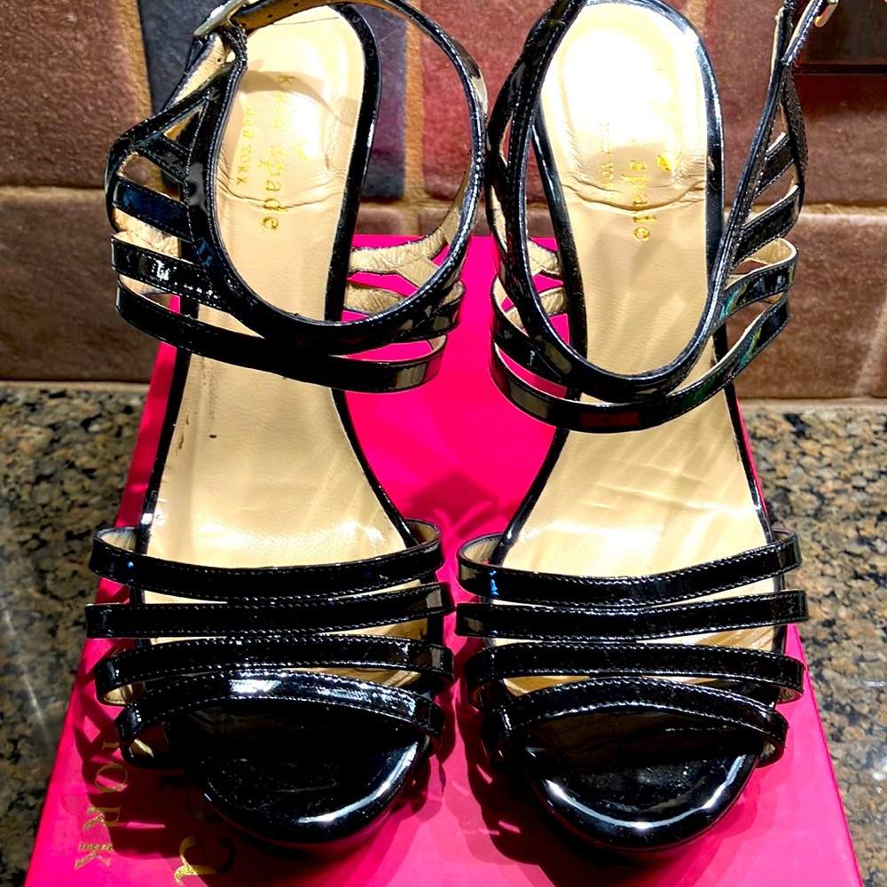 Kate Spade Black patent strappy sling backs!